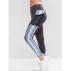 Legging Imprimé à Taille Mi-Haute avec Poches en Maille - Gris Foncé S
