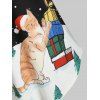 Christmas Flower Crochet Funny Snowman Cat Long Sleeve Tee - BLACK XL