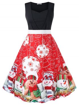 Plus Size Retro Christmas Printed Pin Up Dress