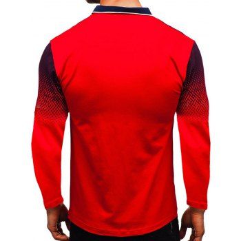 

Gradient Faux Pocket Turn Down Collar T Shirt, Red
