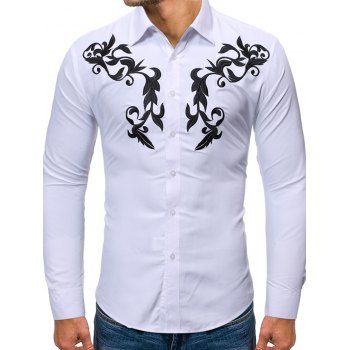 

Embroidered Button Up Long-sleeved Shirt, White