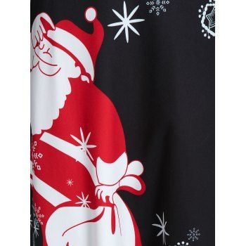 

Christmas Handkerchief Ruffled Santa Claus Print Dress, Black