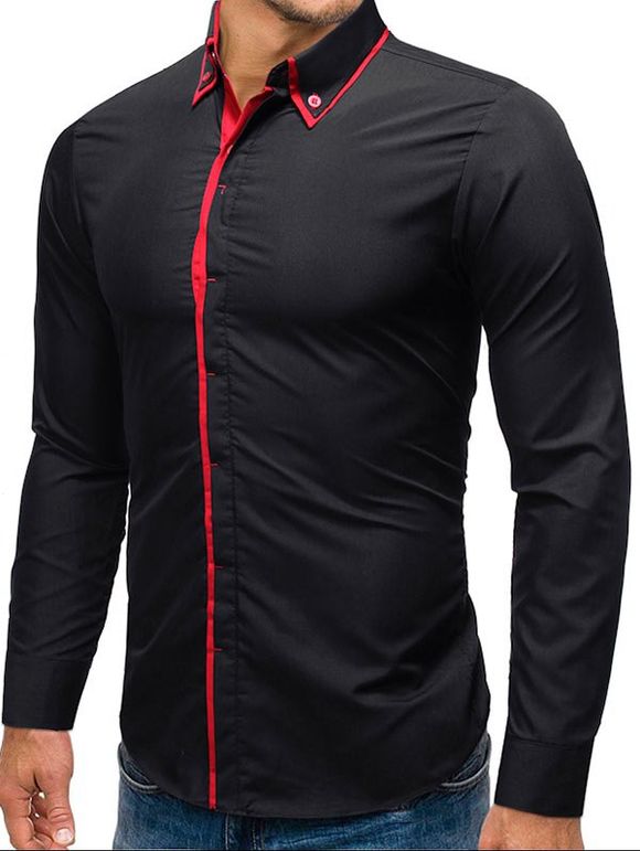 Chemise Boutonnée à Manches Longues - Noir L