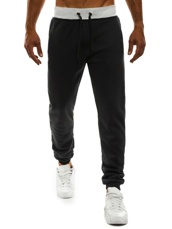 Pantalon de Jogging de Sport en Couleur Contrastée Jointif - Noir 2XL