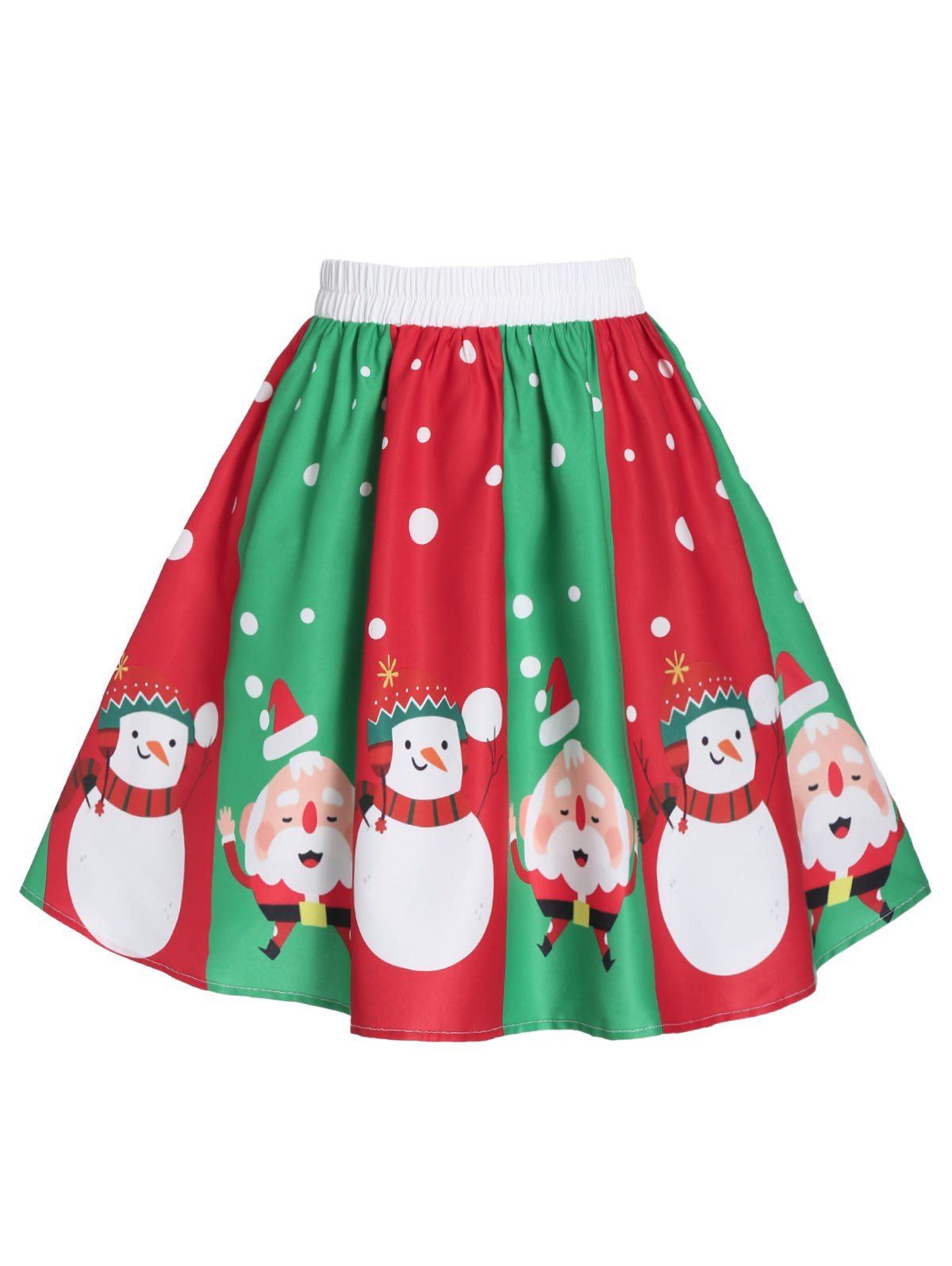 Christmas Snowman Santa Claus Print A Line Skirt - multicolor A L