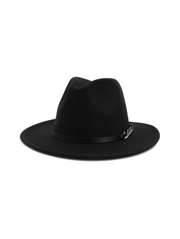 Chapeau d'Hiver Classique Chaîne Design en Laine - Noir 