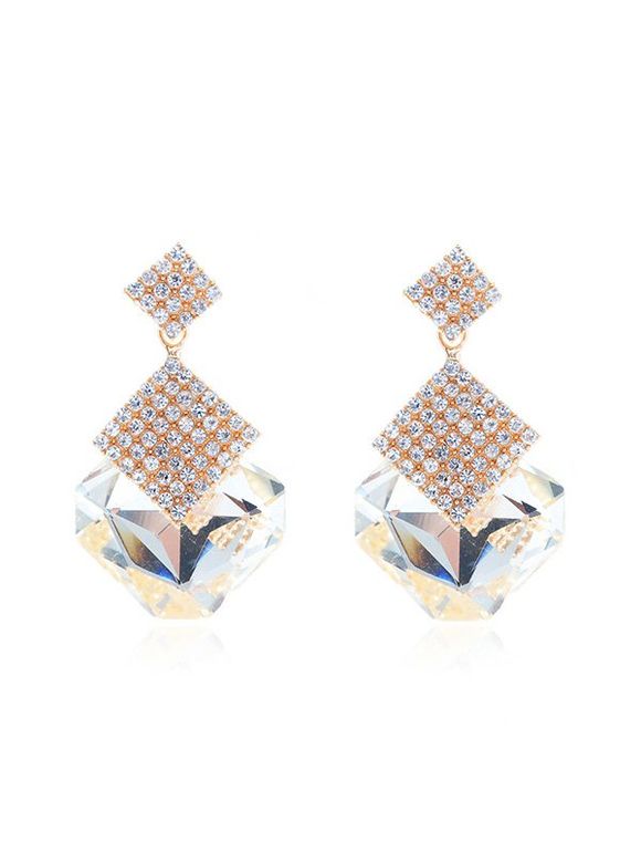 Boucles d'Oreilles de Soirée Géométriques en Faux Cristal - Champagne 