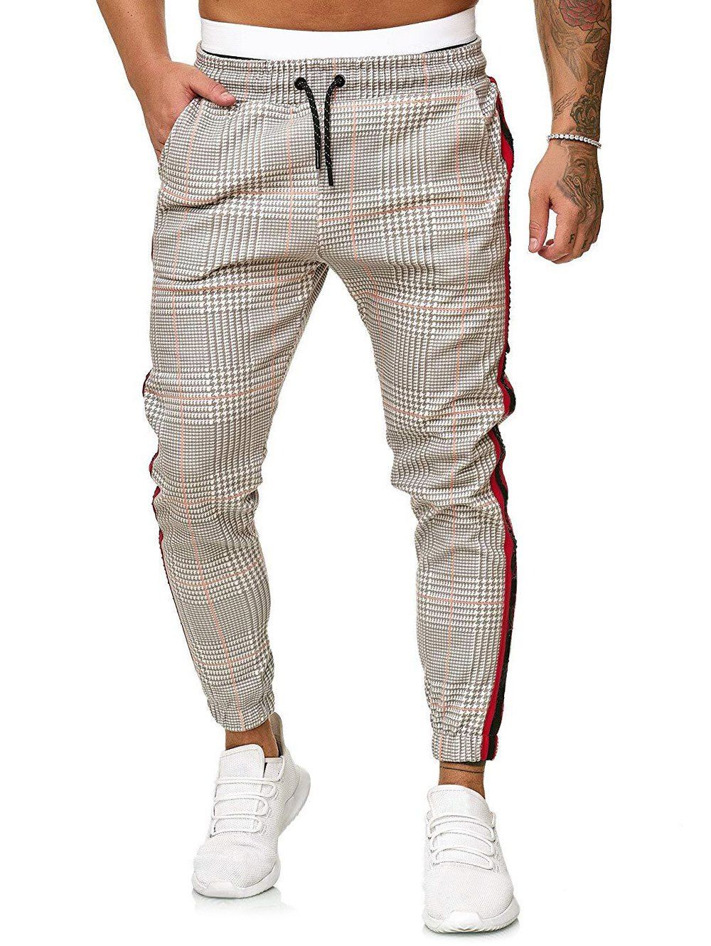 [36% OFF] 2021 Houndstooth Print Side Stripe Jogger Pants In Multicolor ...