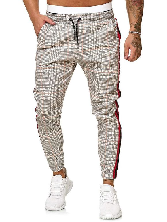 Pantalon de Jogging Rayé à Carreaux Imprimés - multicolor C 3XL