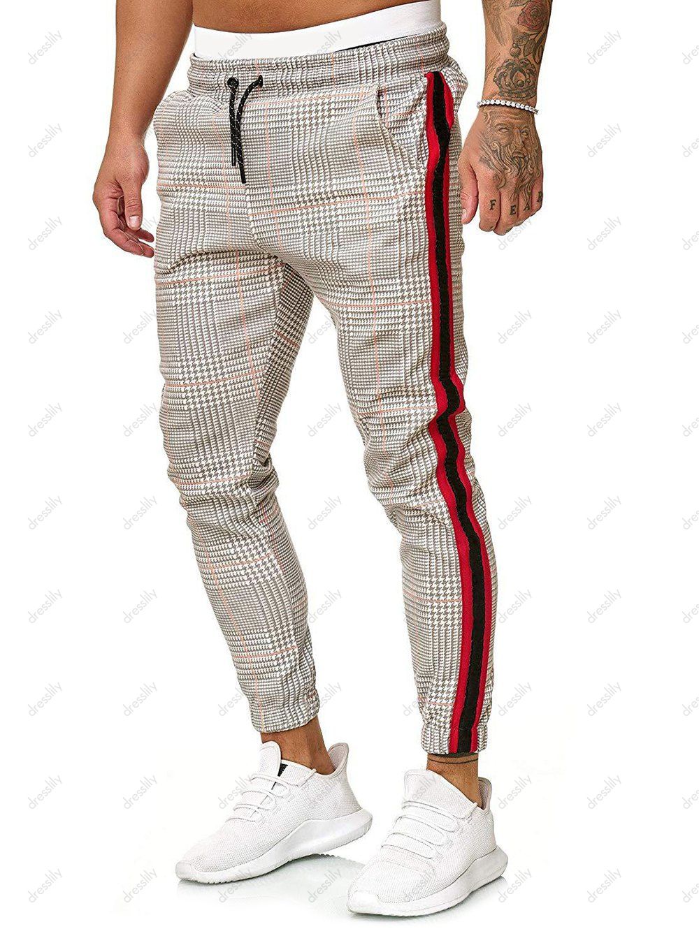 [36% OFF] 2020 Houndstooth Print Side Stripe Jogger Pants In Multicolor ...