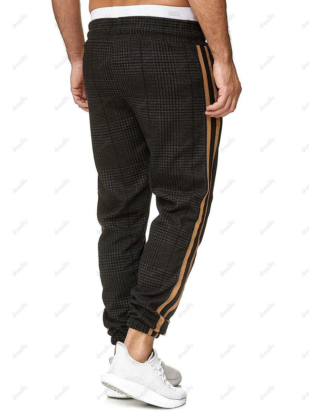 houndstooth print drawstring jogger pants