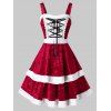 Robe de Noël à Lacets Grande Taille en Velours - multicolor A 5X