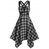 Robe Gothique Mouchoir Harnais à Carreaux Grande Taille - Noir L