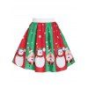 Christmas Snowman Santa Claus Print A Line Skirt - multicolor A XL