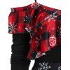 Christmas Handkerchief Ruffled Santa Claus Print Dress - BLACK M