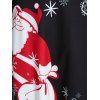 Christmas Handkerchief Ruffled Santa Claus Print Dress - BLACK M