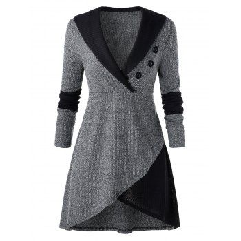 Image of Plus Size Colorblock High Low Marled Knitwear