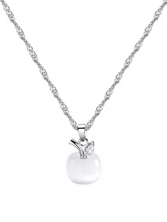Christmas Eve Apple Shape Faux Opal Pendant Necklace - SILVER 