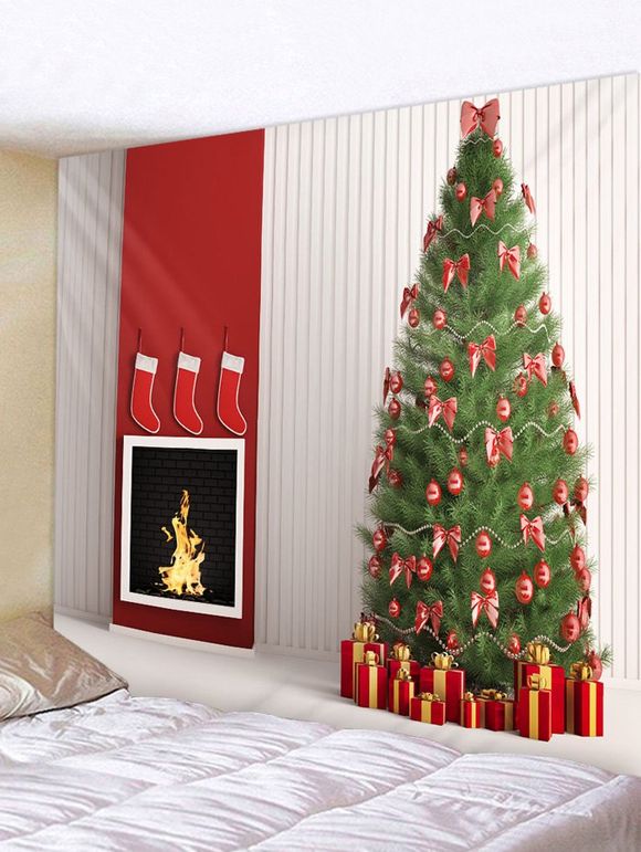 Tapisserie Murale Pendante Art Décoration Sapin de Noël et Cadeaux Imprimés - multicolor W91 X L71 INCH