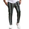 Pantalon Crayon à Rayure Verticale à Cordon - Vert 2XL