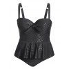 Ensemble de Tankini Sirène Découpé Noué de Grande Taille - Noir 2X