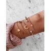 5Pcs Heart Moon Chain Cuff Bracelets Set - GOLD 