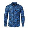 Chemise Boutonnée Fleur et Plante Imprimées - Bleu L