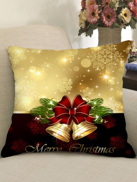 Christmas Bowknot Snowflake Print Decorative Pillowcase - multicolor W18 X L18 INCH