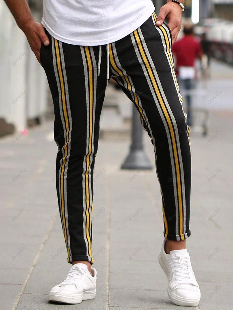 striped drawstring pants