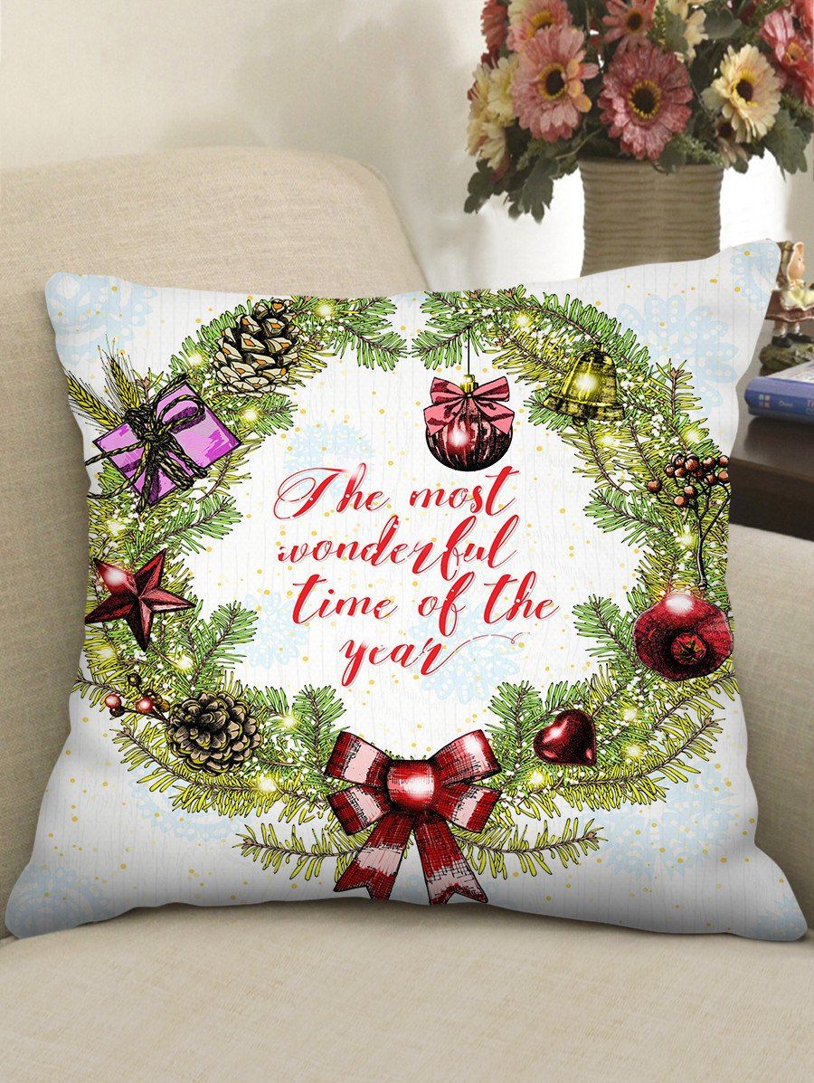 

Christmas Pattern Print Pillow Case, Multi-a