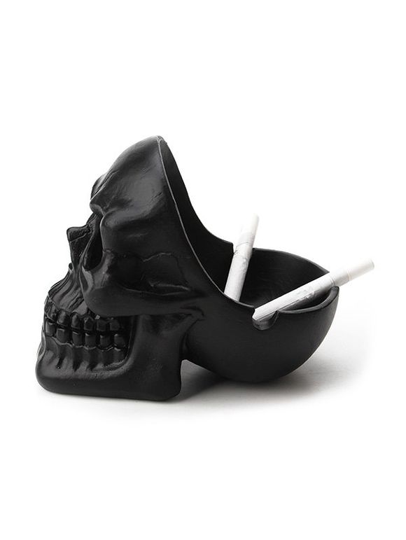 Cendrier Décoration d'Halloween en Forme de Crâne en Résine - Noir 