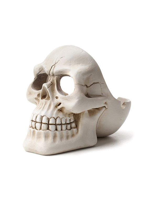 Cendrier Décoration d'Halloween en Forme de Crâne en Résine - Blanc 