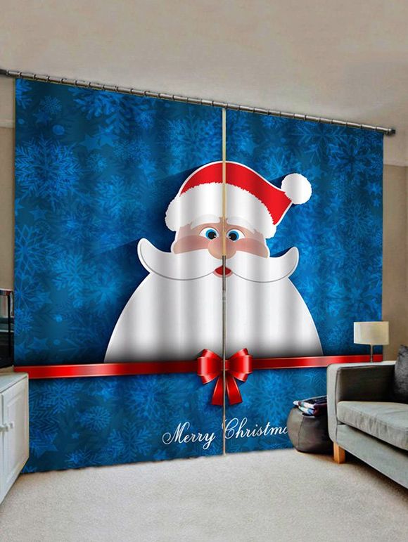 Rideau de Fenêtre Décoratif Joyeux Noël Père Noël Imprimé - multicolor W33.5 X L79 INCH X 2PCS