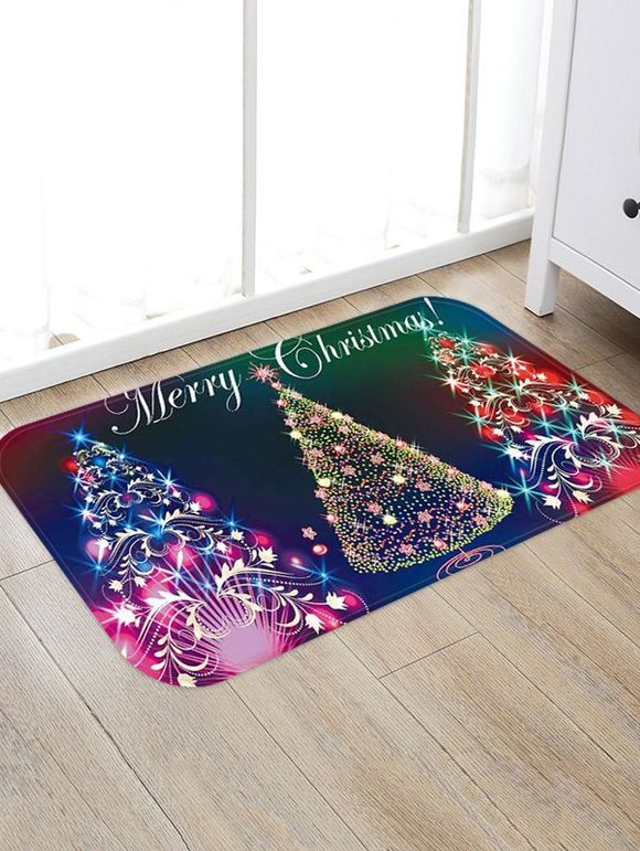 Tapis de Sol de Noël Anit-Dérapante Sapin de Noël Coloré Imprimé - multicolor F W20 X L31.5 INCH