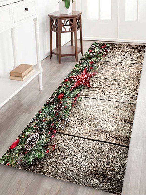 

Christmas Pine Nuts Wood Grain Floor Rug, Puce