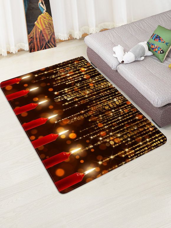 Tapis de Sol Bougie de Noël Brillante - Rouge W47 X L63 INCH