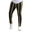 Pantalon Crayon à Rayure Verticale à Cordon - Jaune M