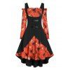 Robe d'Halloween Ligne A Citrouille Imprimée avec Haut Asymétrique - Orange vif 3XL