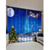 Rideau de Fenêtre Décoratif de Noël Lune Neige et Scène Imprimés - multicolor W33.5 X L79 INCH X 2PCS