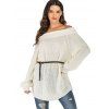 Folded Off The Shoulder Tunic Sweater - WHITE M