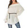 Folded Off The Shoulder Tunic Sweater - WHITE S