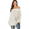 Folded Off The Shoulder Tunic Sweater - WHITE M