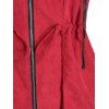 Drawstring Hooded Plaid Coat - RED WINE 3XL