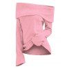 T-shirt Plié à Epaule Dénudée Grande Taille - Rose 5X