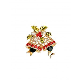 

Delicate Christmas Bells Brooch With Rhinestone, Gold