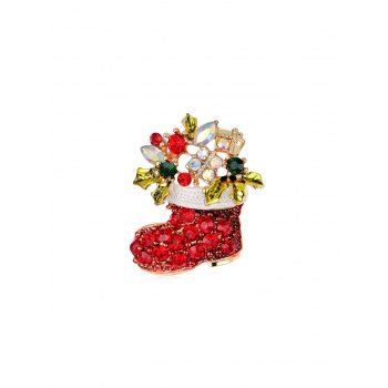 

Full Rhinestone Christmas Stocking Brooch, Gold