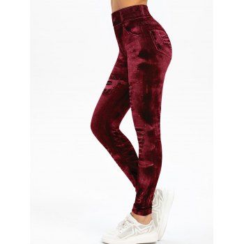 Image of High Waisted D Print Jersey Jeggings