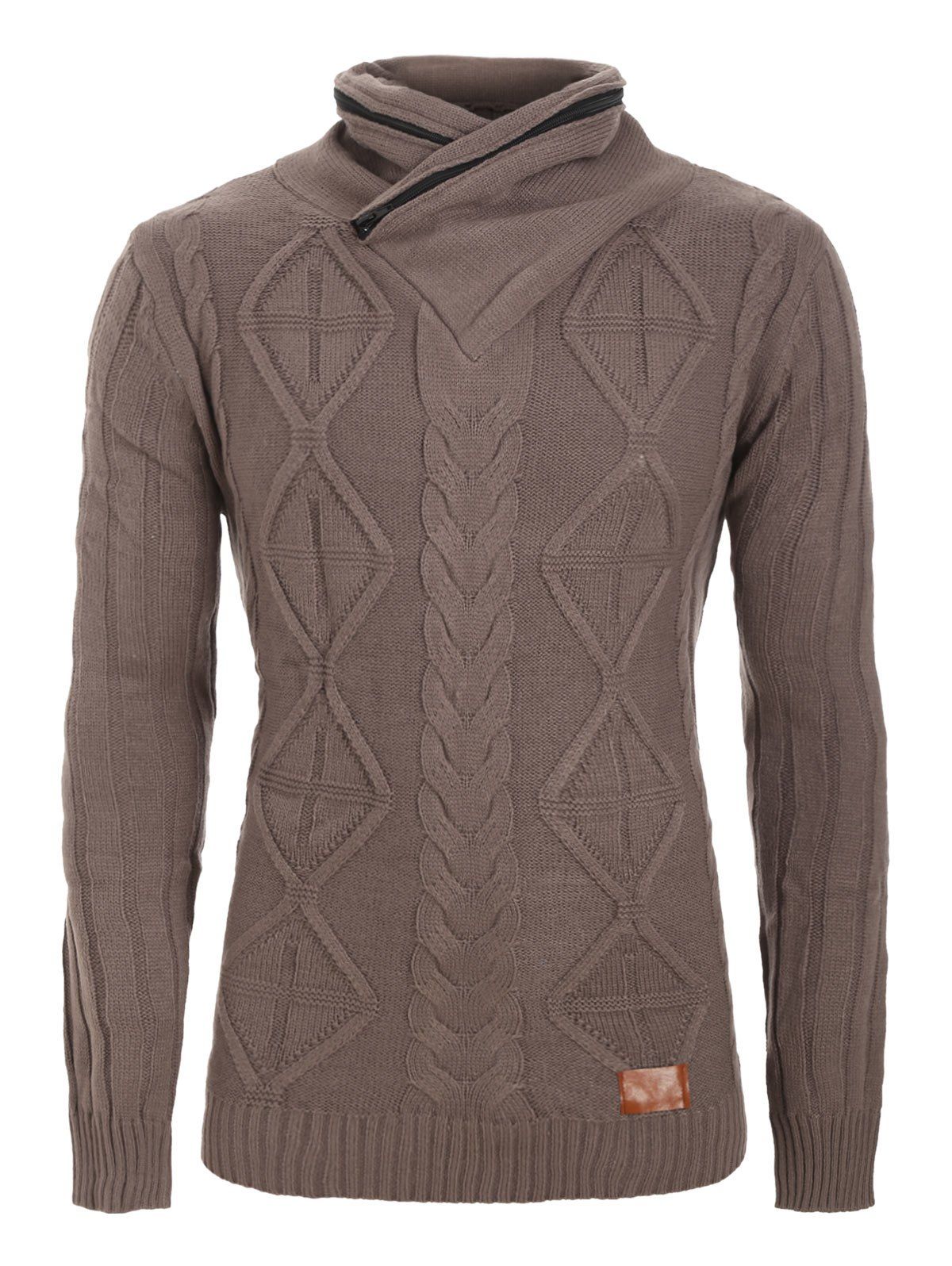 [33 OFF] 2020 Cable Knit Zipper Turtleneck Sweater In PUCE DressLily