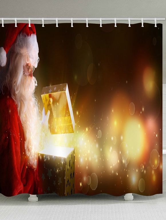 Rideaux de Douche Imperméable Père Noël et Cadeaux Imprimés - multicolor W59 X L71 INCH