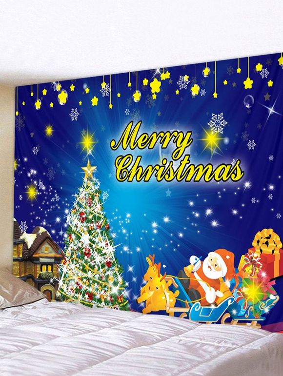 Tapisserie Murale Pendante Art Décoration Arbre de Noël et Traîneau Imprimés - multicolor F W79 X L71 INCH